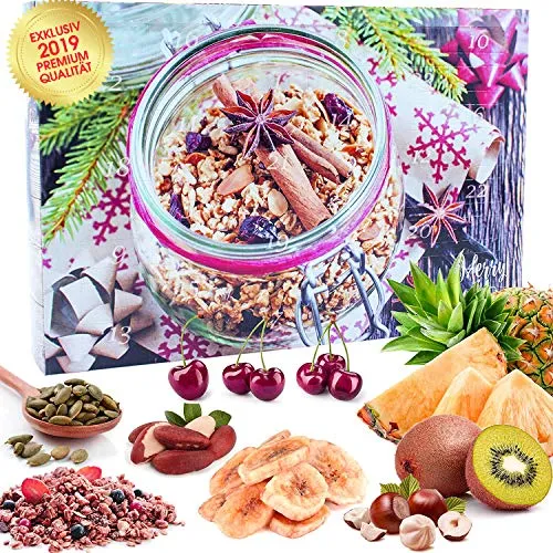 C&T Veganer Fit & Gourmet - Calendario dell'Avvento 2019-24 Vegani, deliziosi Snack dell'Avvento 24 con Semi di chia, mandorle, anacardi, Bacche di Goji