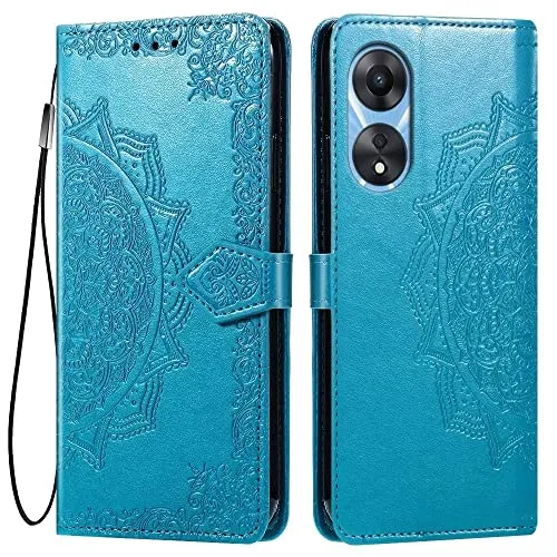 HONLEN Custodia per OPPO A78 5G Cover, (6.56" Inches) Premium PU Pelle Wallet Magnetica Flip Case con Stampata Mandala, 3 Slot Schede, Stand Cover