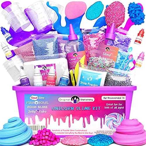 Original Stationery Unicorn Slime Kit Completo, Laboratorio Slime per Bambine – Fabbrica dello Slime Unicorno Soffice, Attivatore Kit Fai Da Te Regalo