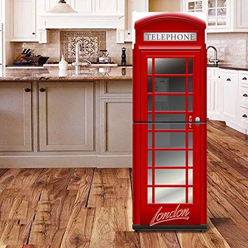 XIAOMAN Adesivi per frigo da Cucina Cabina telefonica Britannica HD Frigorifero Porta Wrap Cover Rimovibile Fai da Te Art Decal (Color : Multi-Colored, Size : 60 * 180cm)