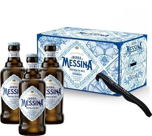Sicilia Bedda - Birra Messina Cristalli di Sale con Apribottiglia Sicilia Bedda - Una Birra dal Sapore UNICO (Birra Cristalli di Sale 10 Bottiglie da 500 Ml)