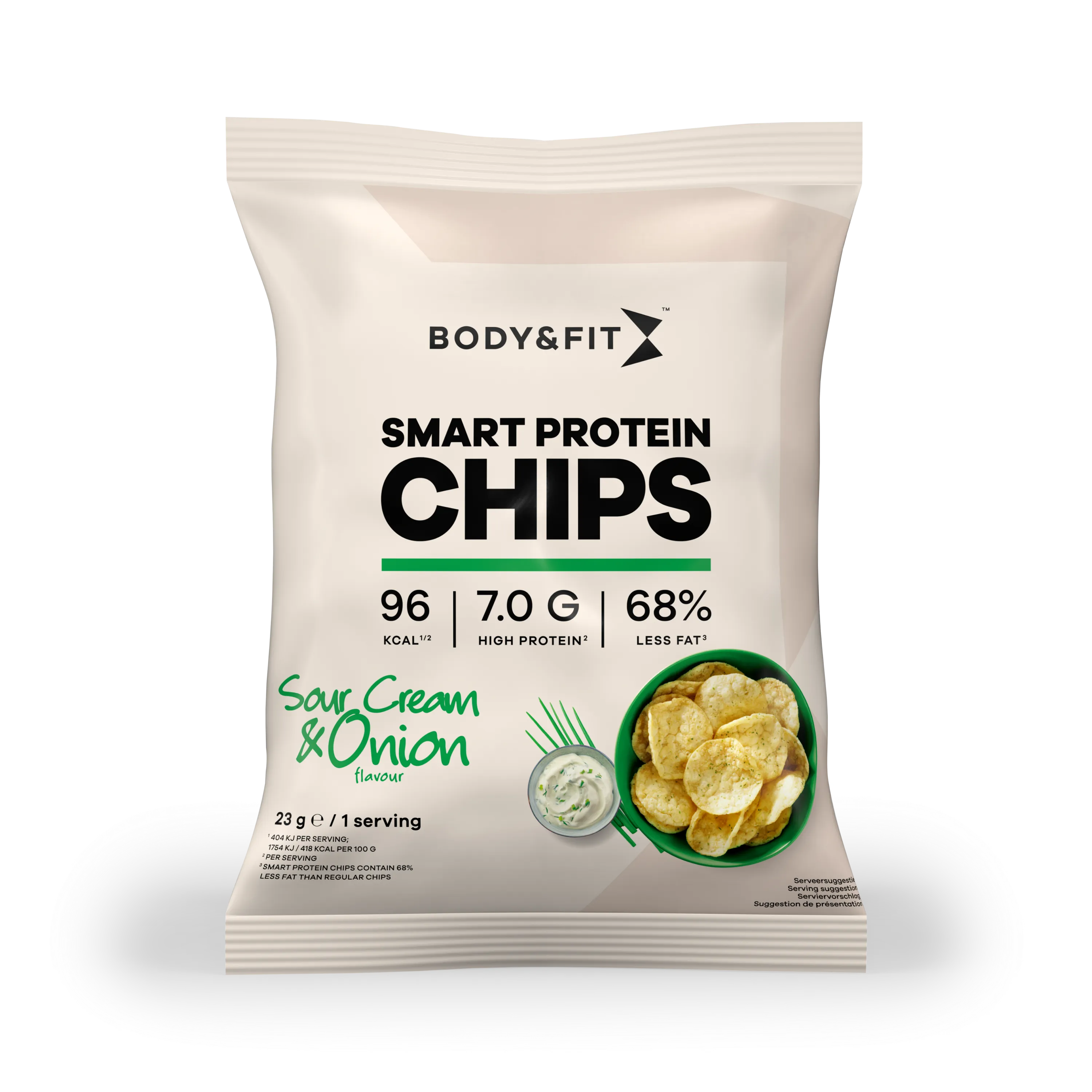Patatine Smart Protein - Body&Fit - Crema Acida E Cipolla - 276 Grammi (12 Bustine)