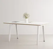 Tavolo rettangolare New Modern - / 160 x 95 cm - Laminato / 6 a 8 persone di  - Bianco - Metallo/Legno