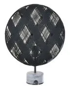Lampada da tavolo Chanpen Diamond - / Ø 36 cm - Motivi losanghe di  - Nero - Tessuto/Pietra