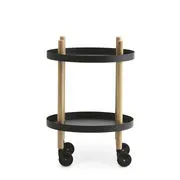 Carrello/tavolo d'appoggio Block - / Ø 45 cm di  - Nero/Legno naturale - Metallo/Legno