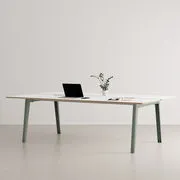 scrivania open space New Modern - / 4 posti - 240 x 140 cm / Laminato di  - Grigio - Metallo/Legno