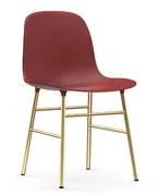 Sedia Form - / Gambe ottone di  - Rosso/Oro - Metallo/Materiale plastico