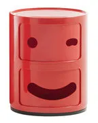 Portaoggetti Componibili Smile N°3 - / 2 cassetti - H 40 cm di  - Rosso - Materiale plastico