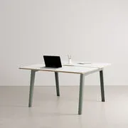 scrivania open space New Modern - / 2 posti - 130 x 140 cm / Laminato di  - Grigio - Metallo/Legno