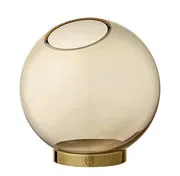 Vaso Globe Medium - / Ø 17  cm - Vetro & ottone di  - Giallo/Marrone/Oro - Metallo/Vetro
