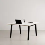scrivania open space New Modern - / 2 posti - 130 x 140 cm / Laminato di  - Nero - Metallo/Legno