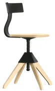 Girevole sedia Tuffy - / Legno e plastica - Altezza regolabile di  - Nero/Legno naturale - Materiale plastico/Legno