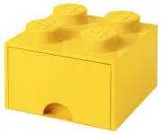 Scatola Lego® Brick - / 4 bottoncini - Impilabile - 1 cassetto di ROOM COPENHAGEN - Giallo - Materiale plastico