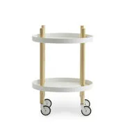 Carrello/tavolo d'appoggio Block - / Ø 45 cm di  - Bianco/Legno naturale - Metallo/Legno