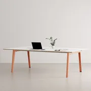 scrivania open space New Modern - / 4 posti - 240 x 140 cm / Laminato di  - Rosa - Metallo/Legno