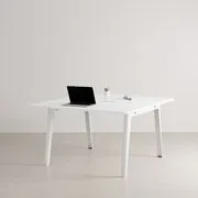 scrivania open space New Modern - / 2 posti - 130 x 140 cm / Plastica riciclata di  - Bianco - Materiale plastico