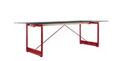 Tavolo rettangolare Brut - / L 205 x 85 cm di  - Rosso/Grigio - Metallo/Vetro