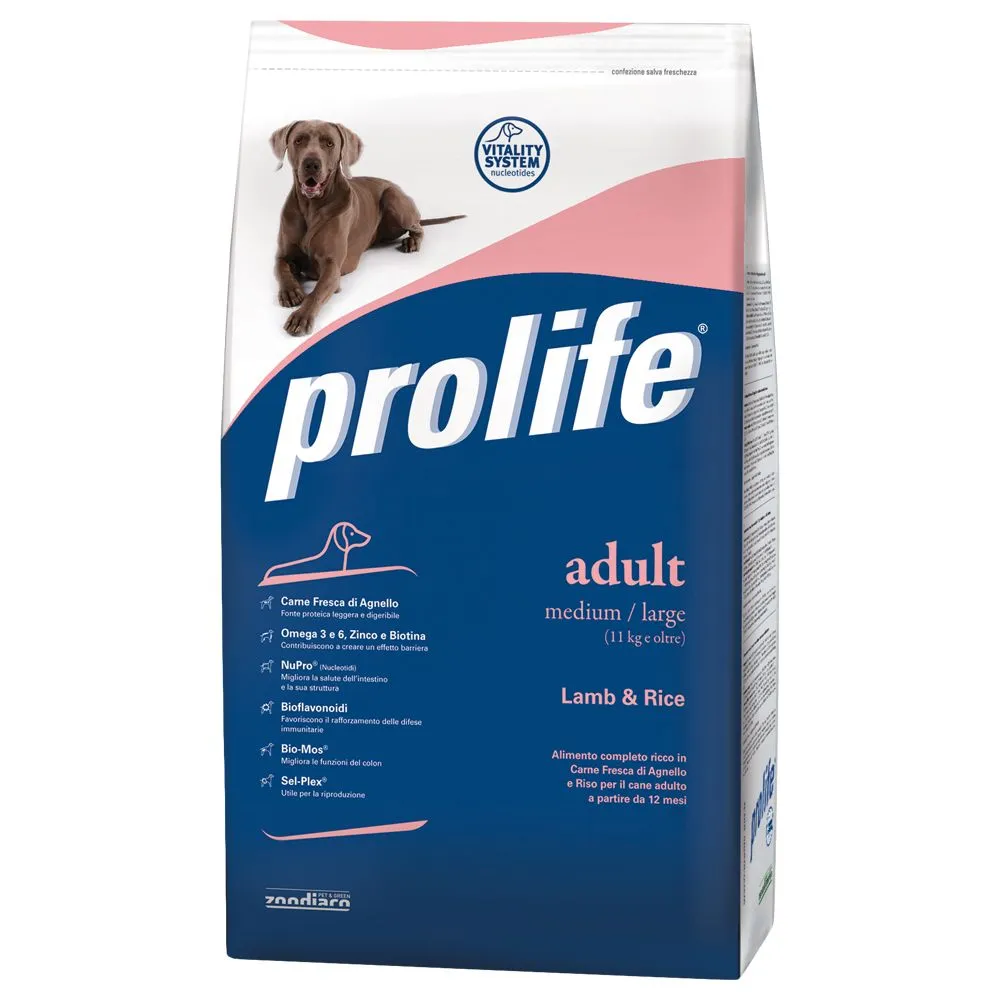 Prolife Adult Dog Medium Agnello & Riso - 12 kg