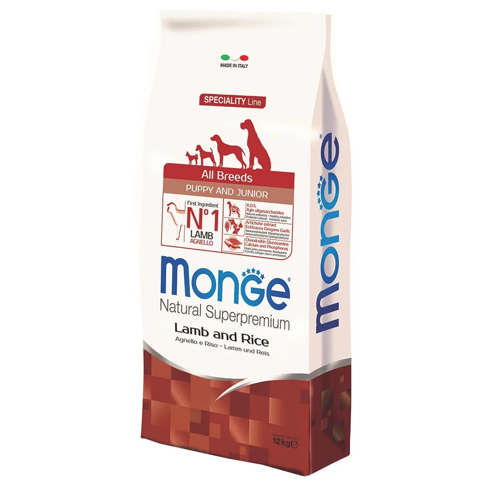 Monge Superpemium All Breeds Puppy Junior Agnello & Riso - 12 kg