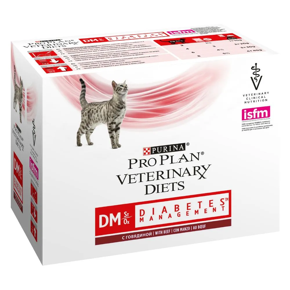 Purina Pro Plan Veterinary Diets Feline DM ST/OX Diabetes Management Manzo - 10 x 85 g