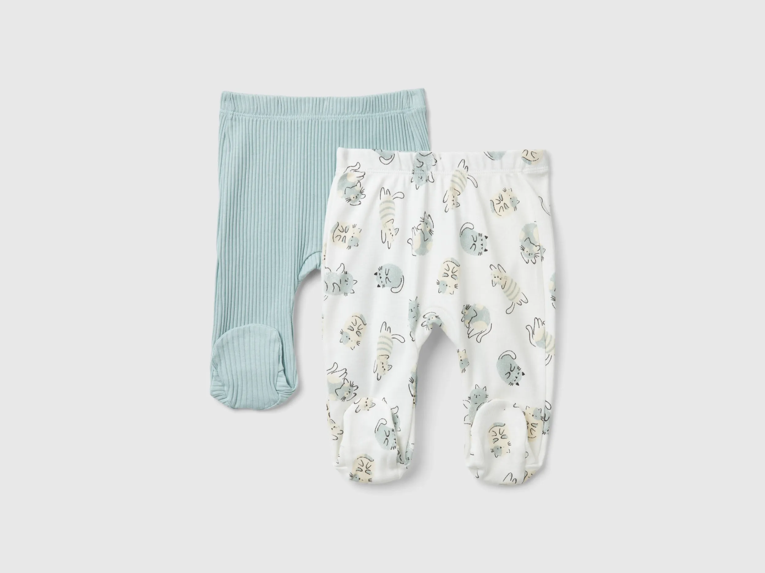 Benetton, Due Pantaloni In Cotone Bio, Multicolore, Bambini