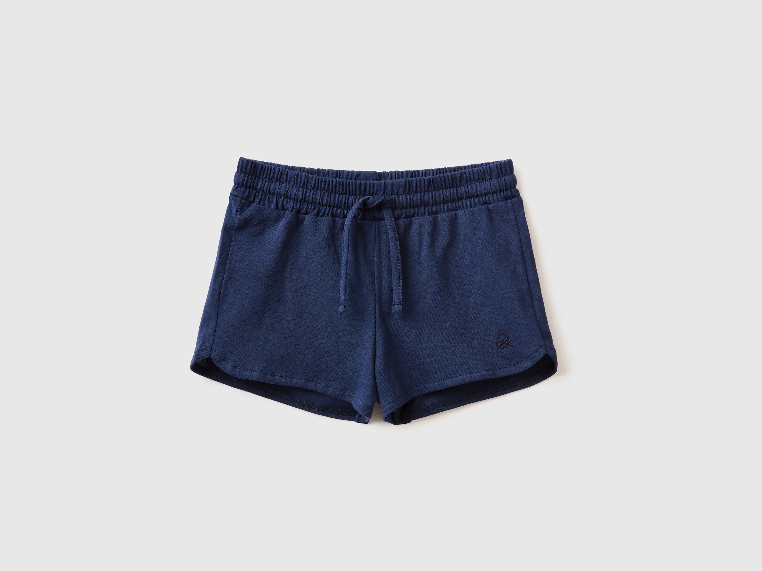 Benetton, Shorts Con Coulisse In Cotone Bio, Blu Scuro, Bambini