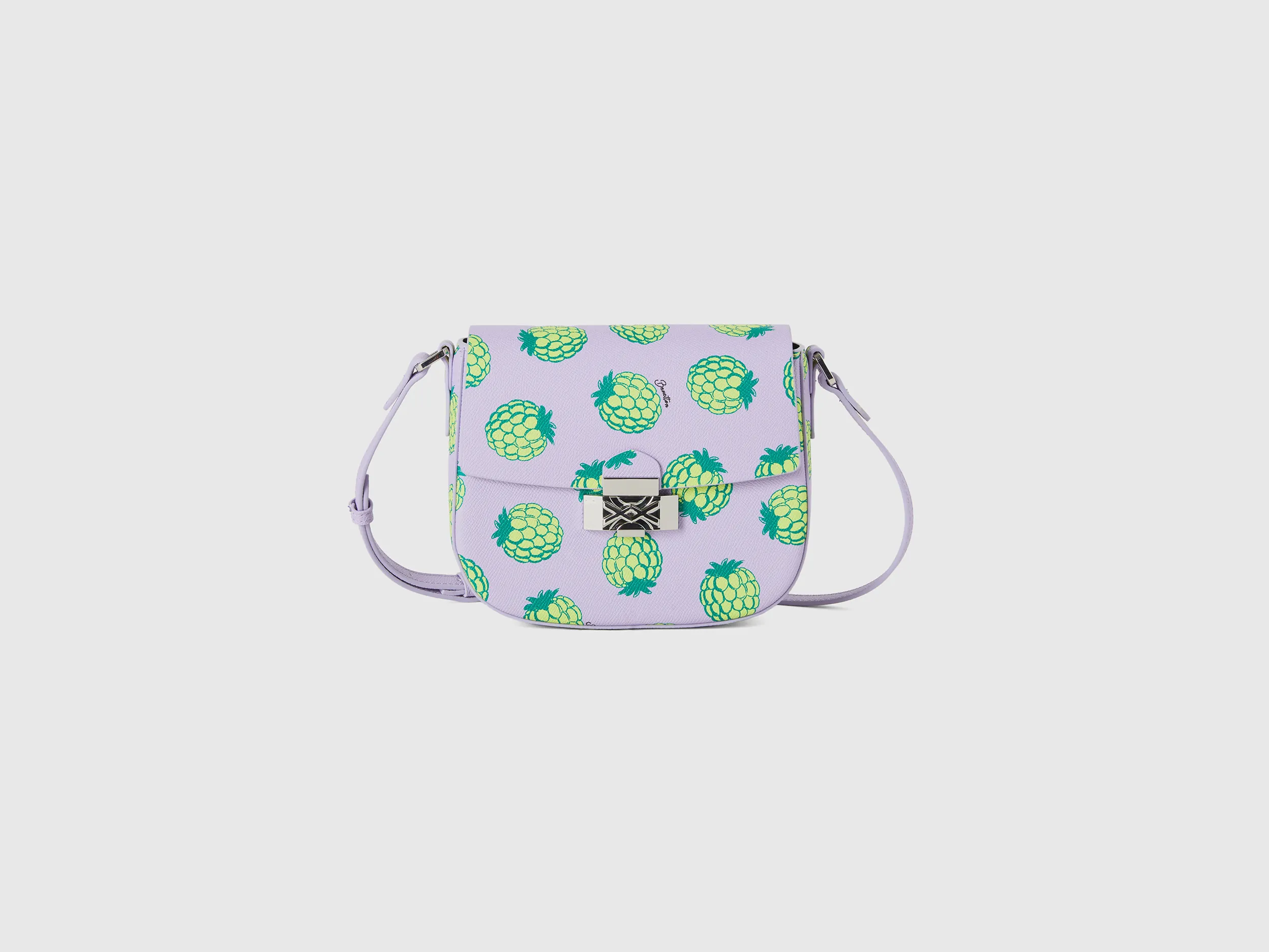 Benetton, Borsa Lilla Con Stampa Ananas, Lilla, Donna