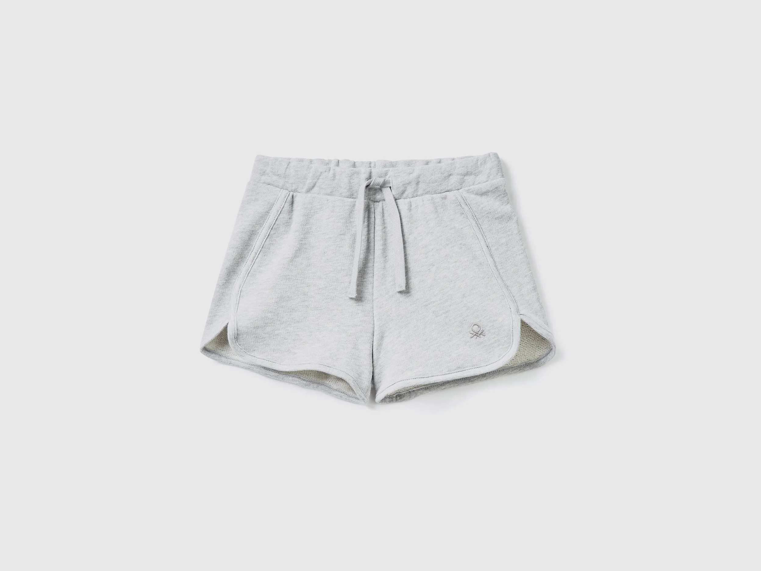 Benetton, Shorts In Felpa 100% Cotone Bio, Grigio Chiaro, Bambini