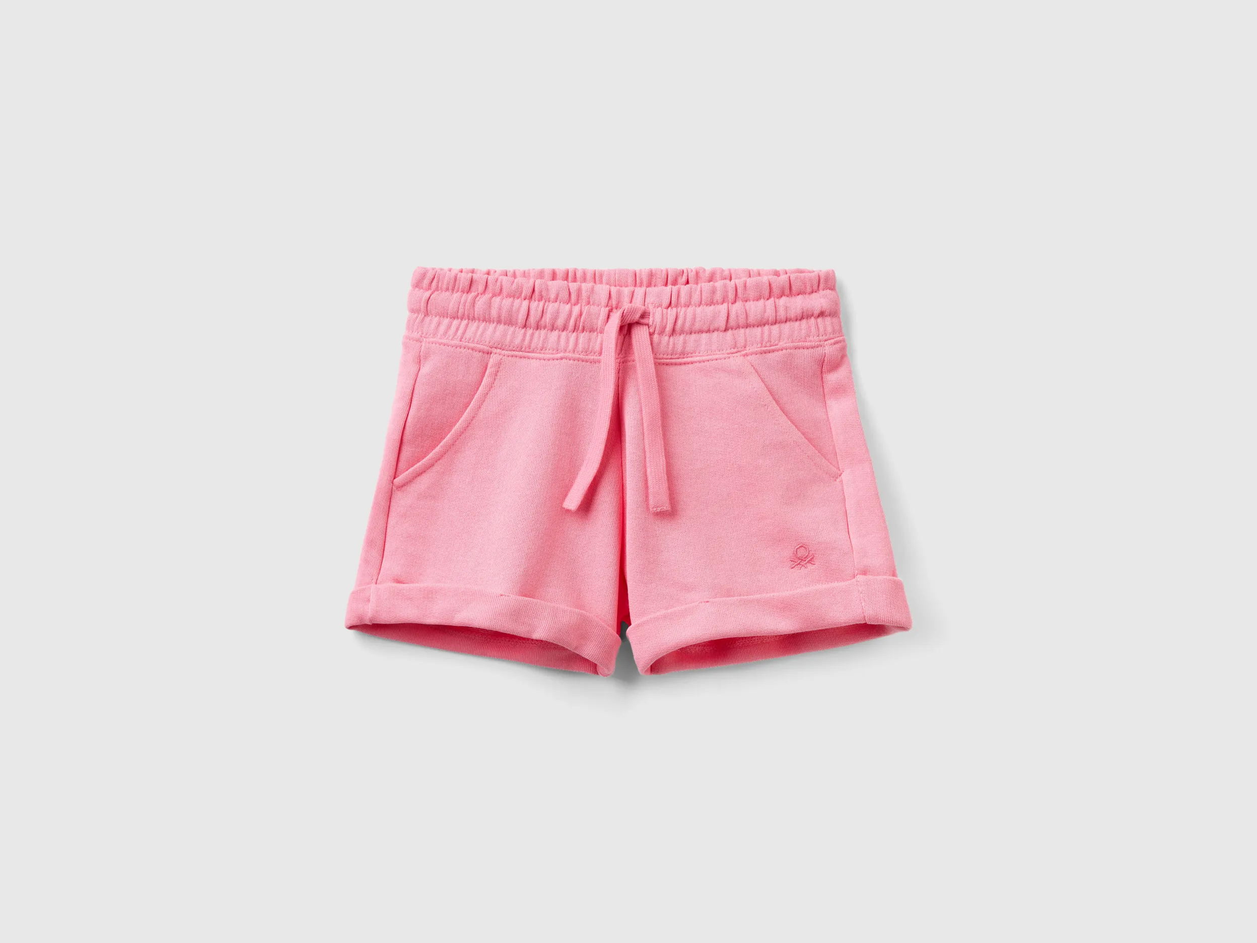 Benetton, Shorts In Felpa 100% Cotone, Rosa, Bambini