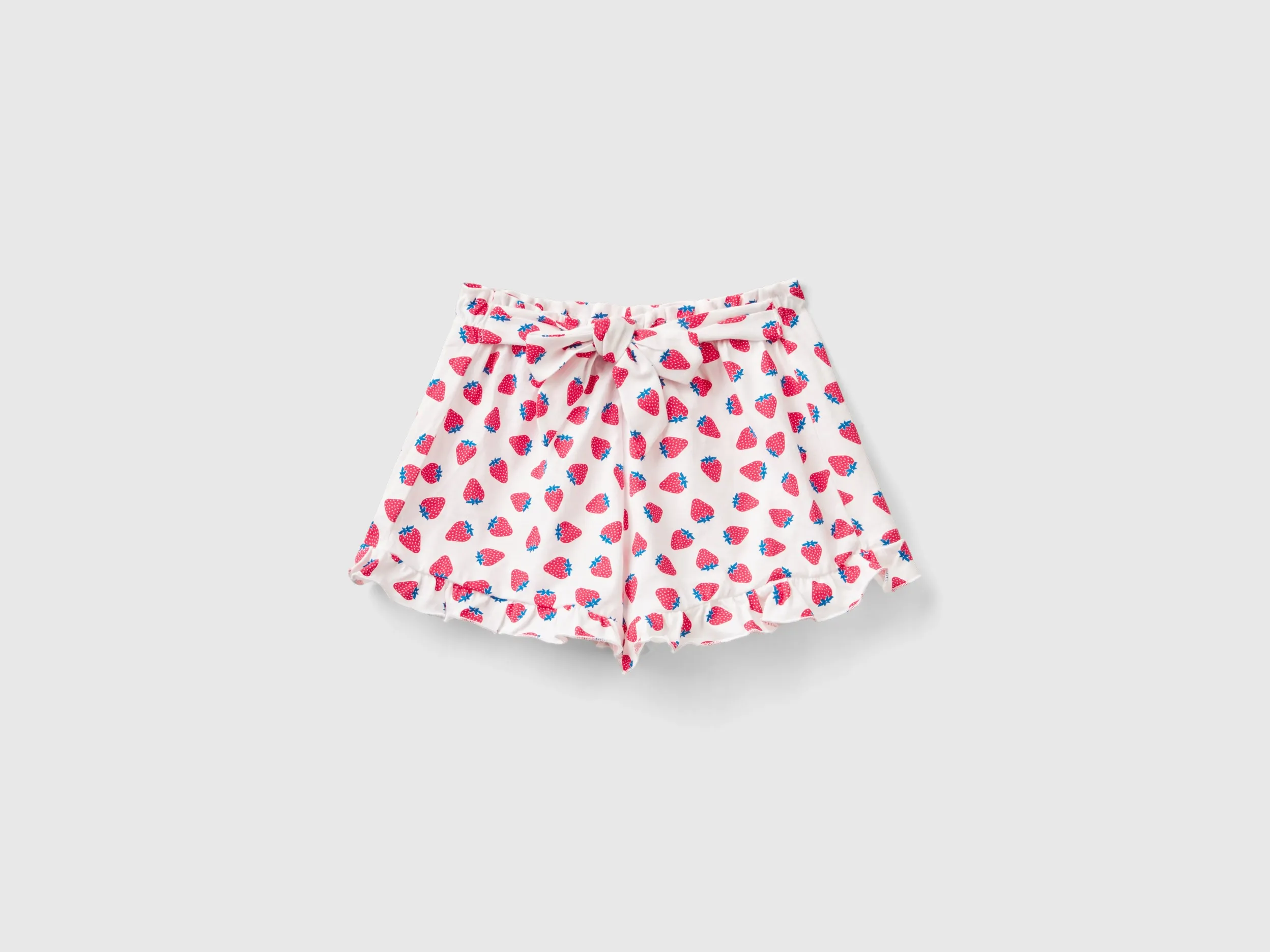 Benetton, Bermuda Con Stampa Frutta, Bianco, Bambini