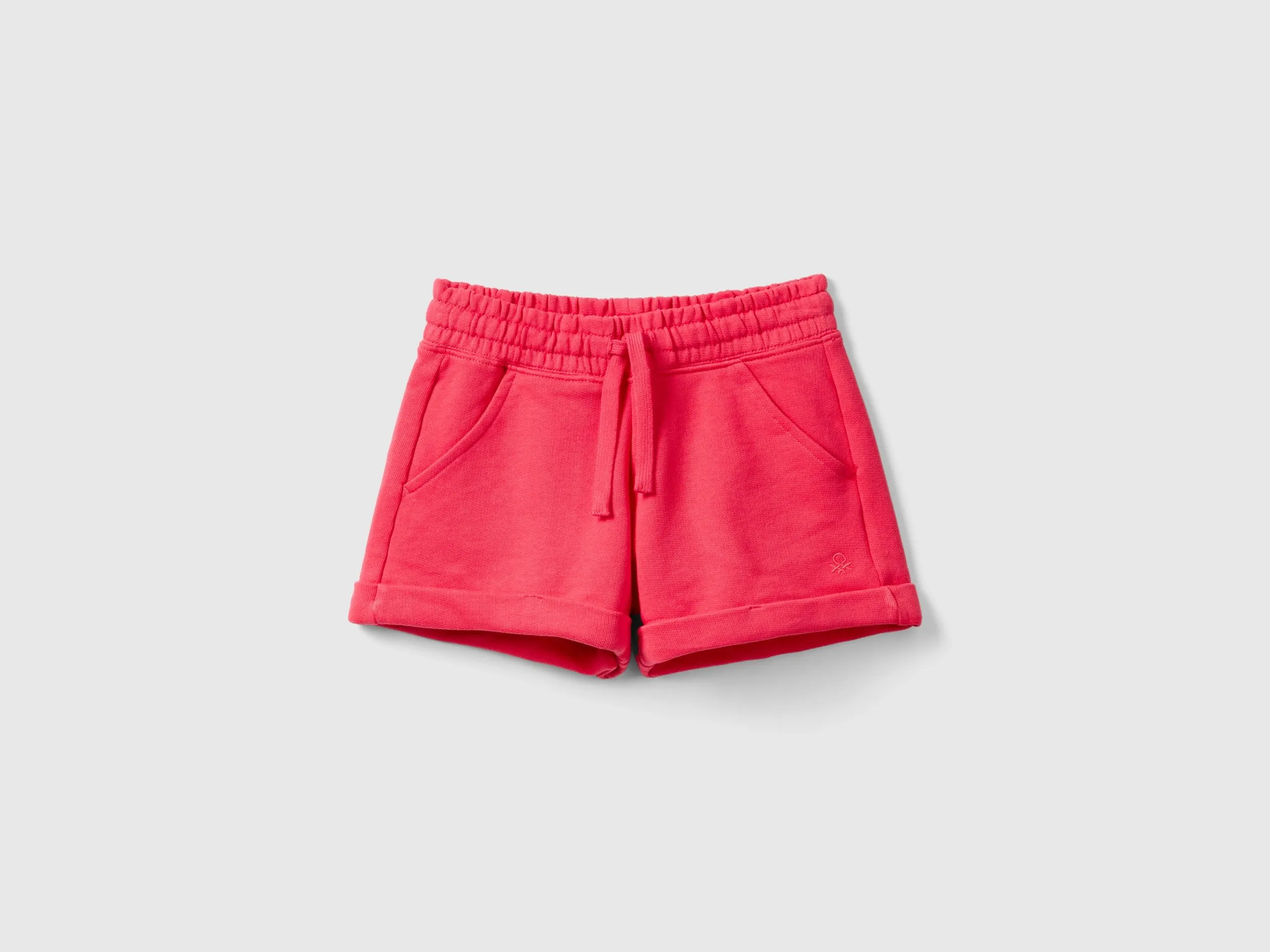 Benetton, Shorts In Felpa 100% Cotone, Fucsia, Bambini