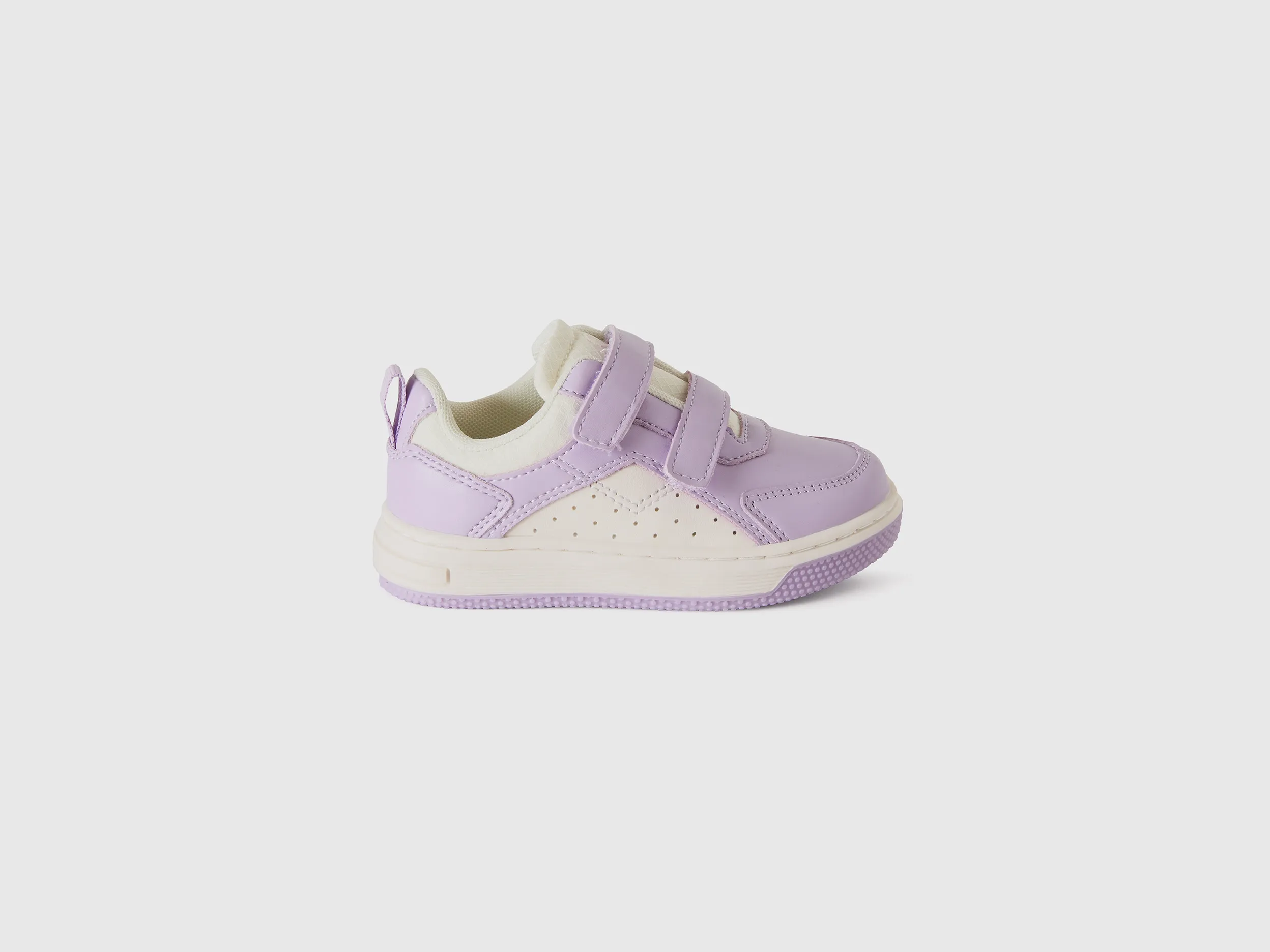 Benetton, Sneakers Basse In Tessuto Spalmato, Lilla, Bambini