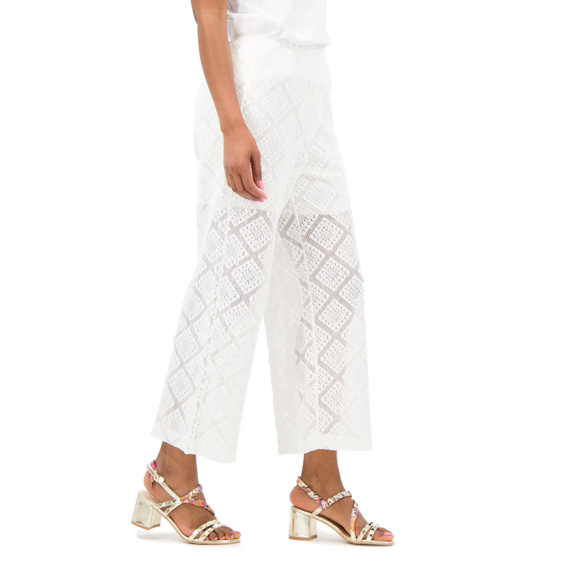 Pantalone gaucho in pizzo crochet