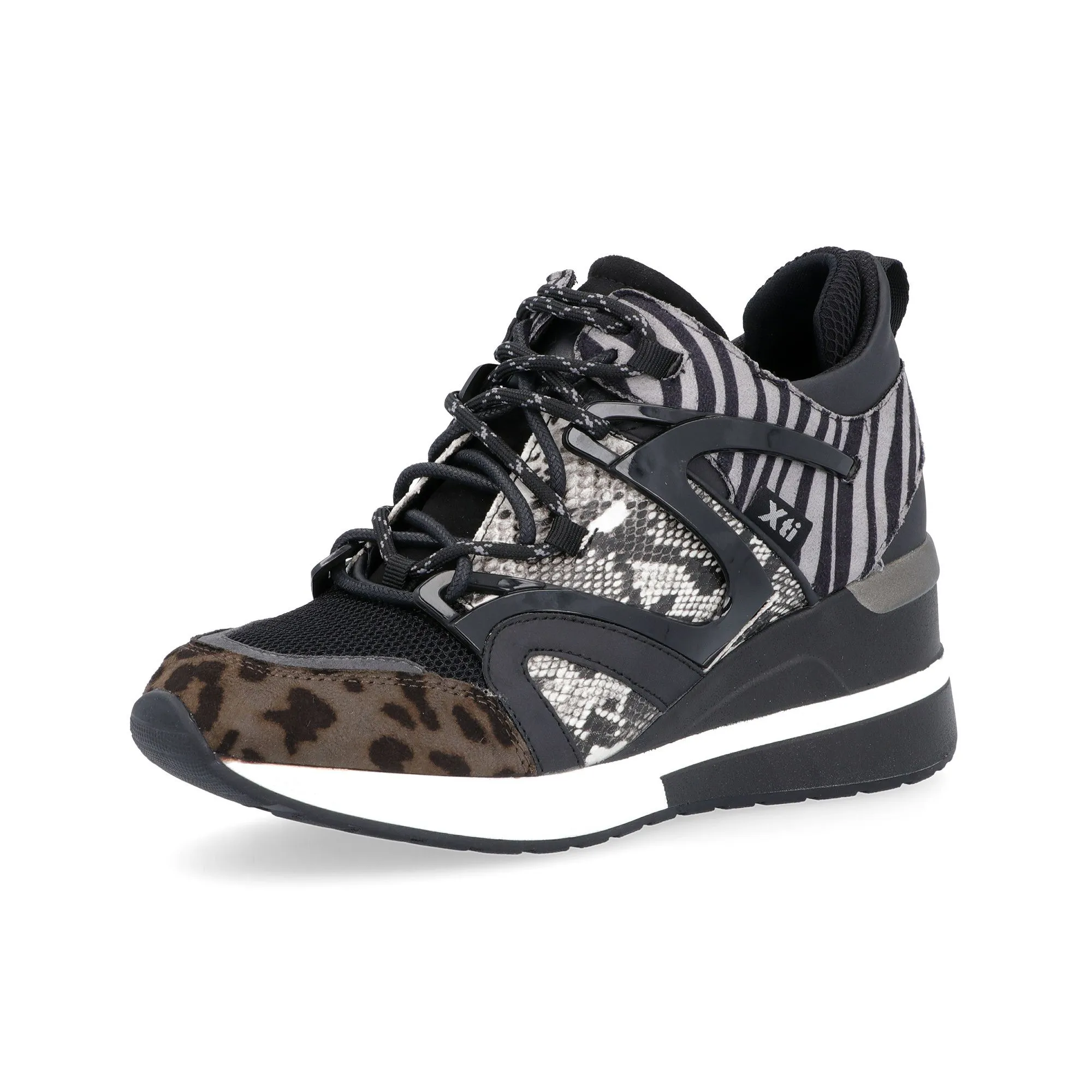 Sneakers animalier con zeppa 7cm