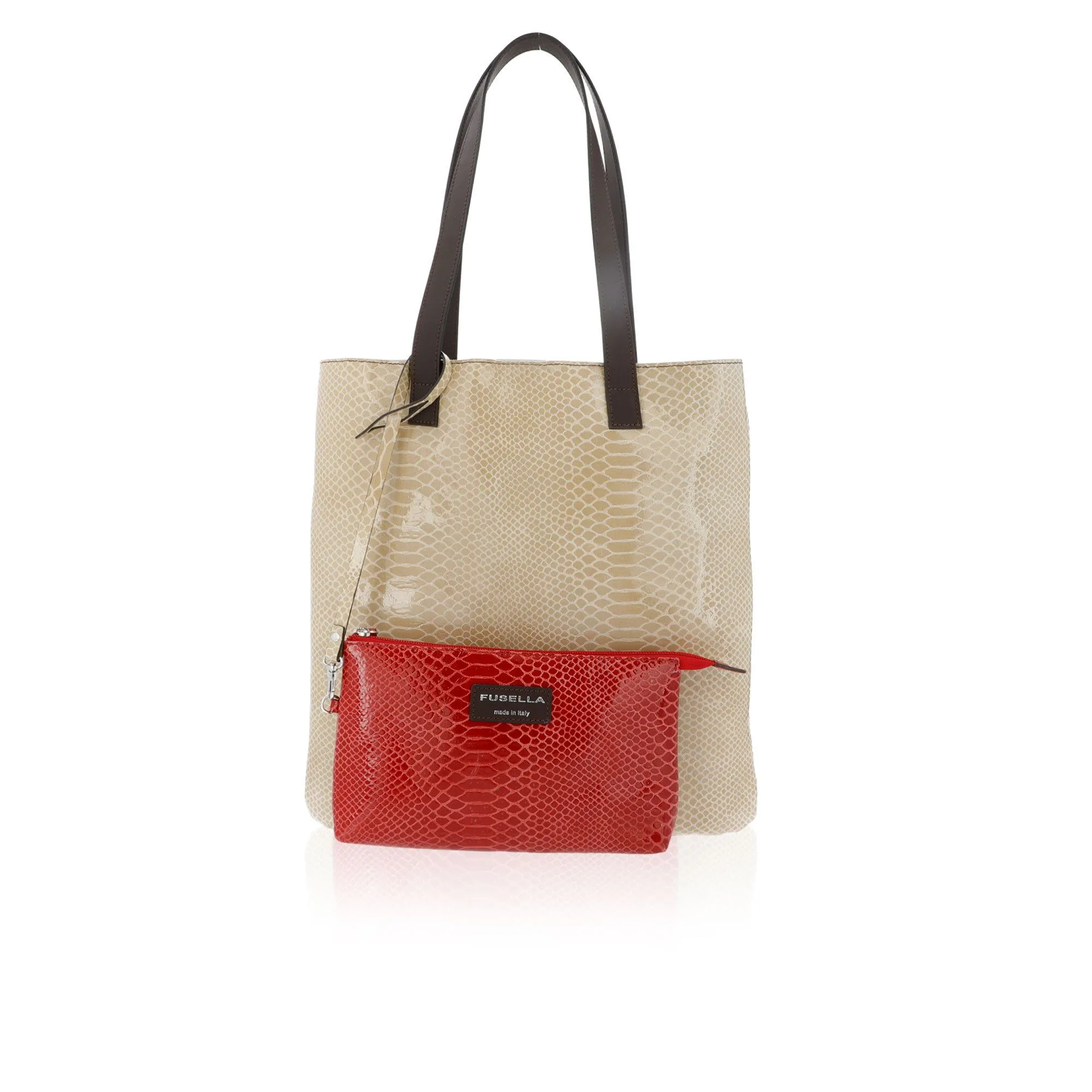 Borsa shopping Luana in pelle con pochette