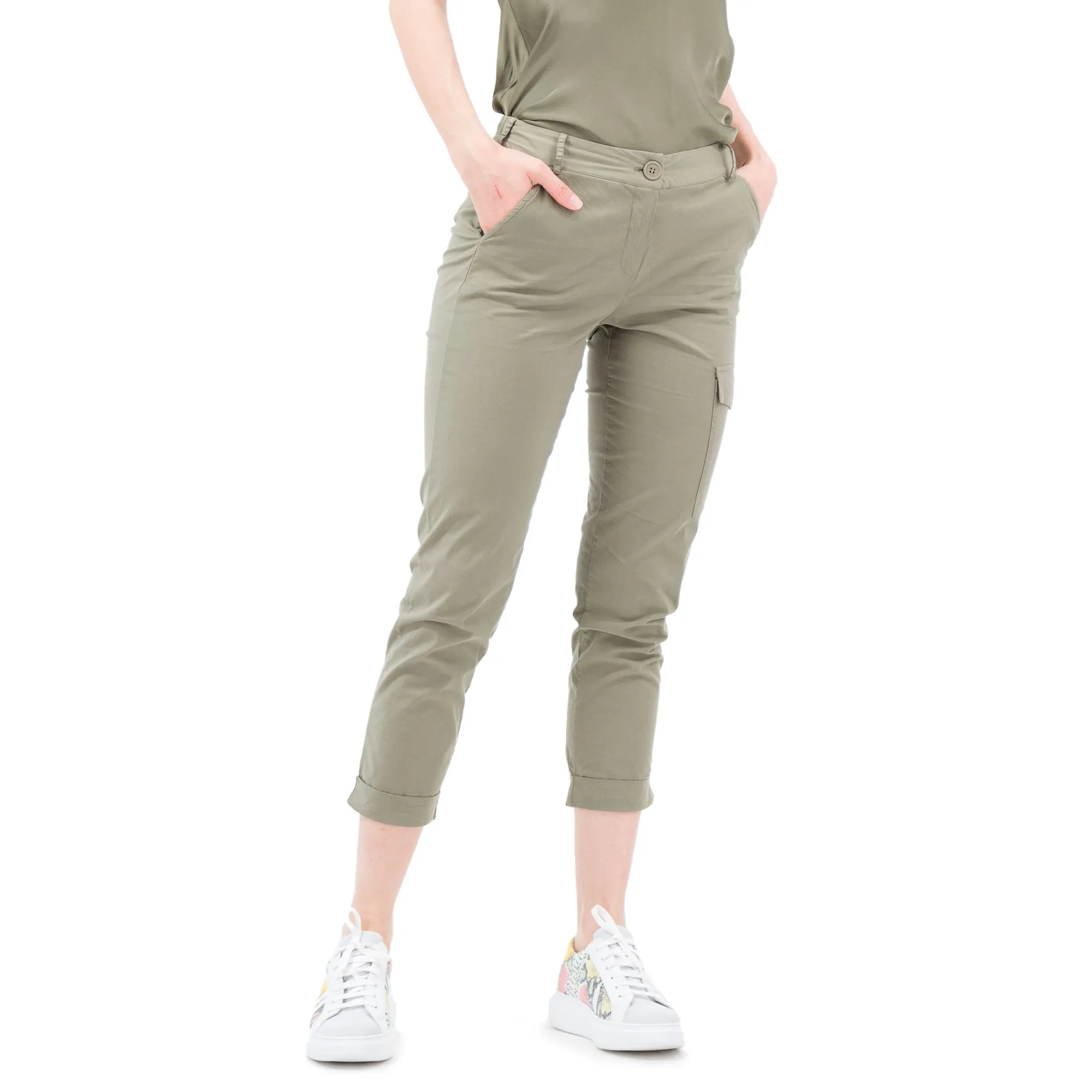 Pantaloni cargo in cotone stretch