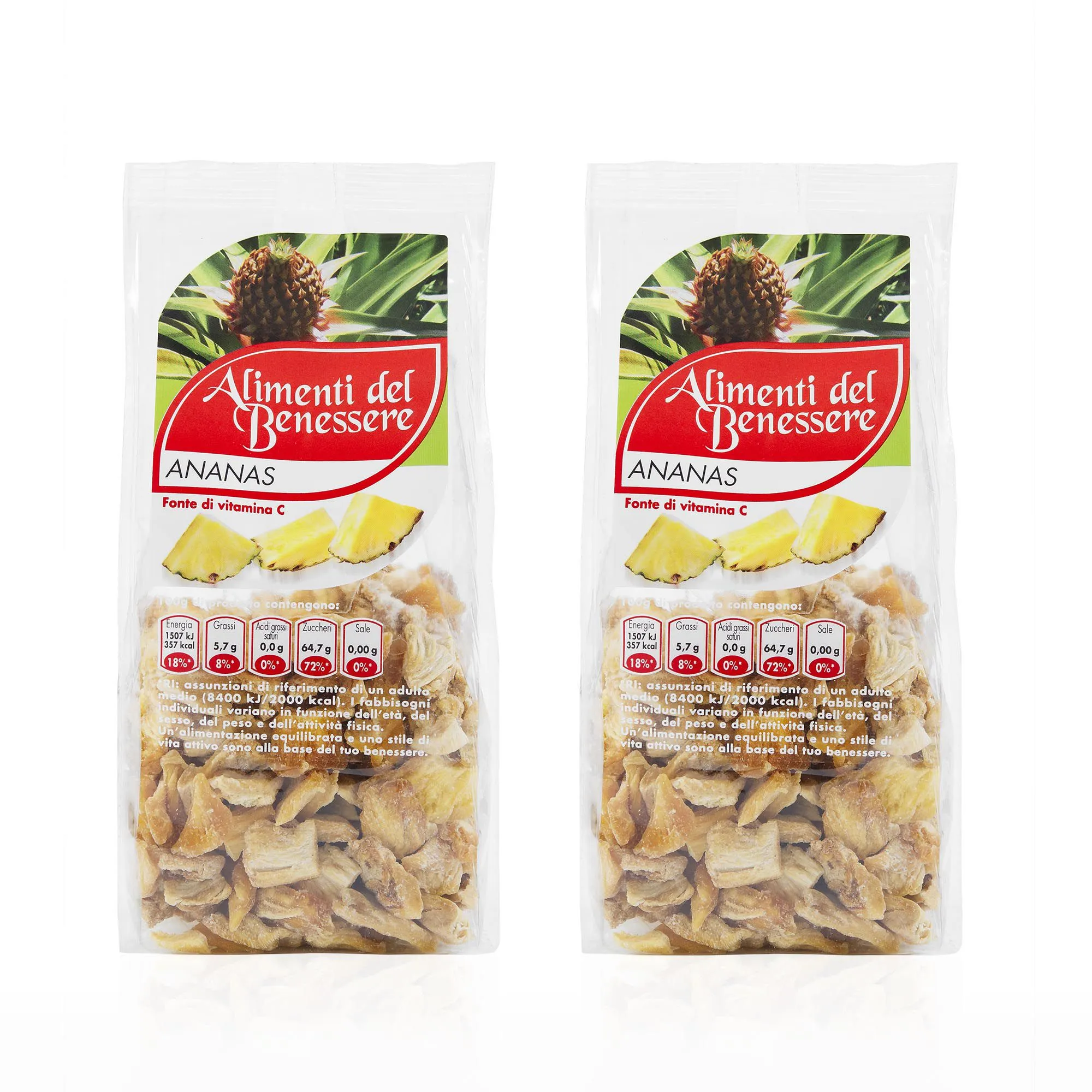 Ananas essiccato senza zuccheri aggiunti (2 x 250g)