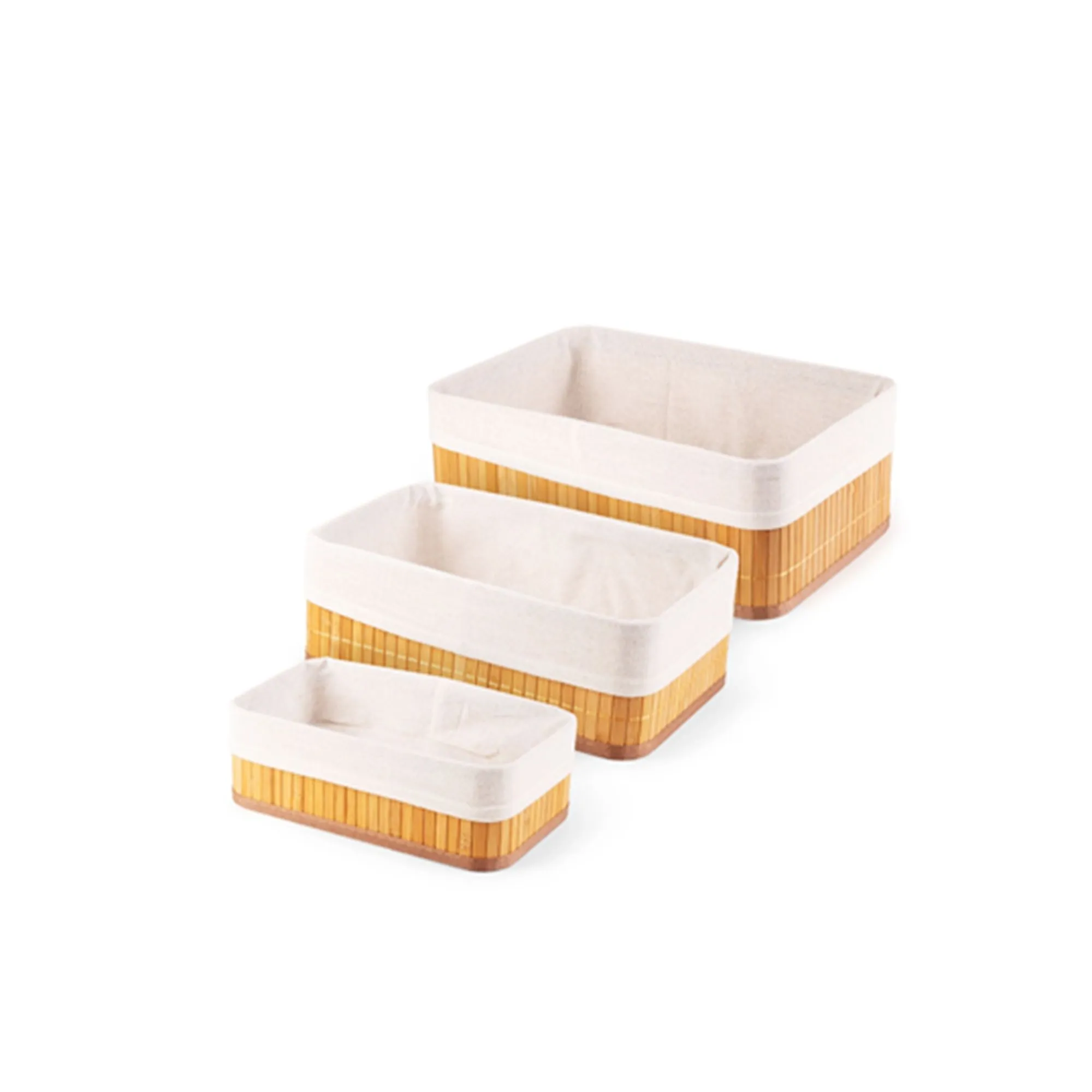 Set 3 cesti in bamboo con fodera interna