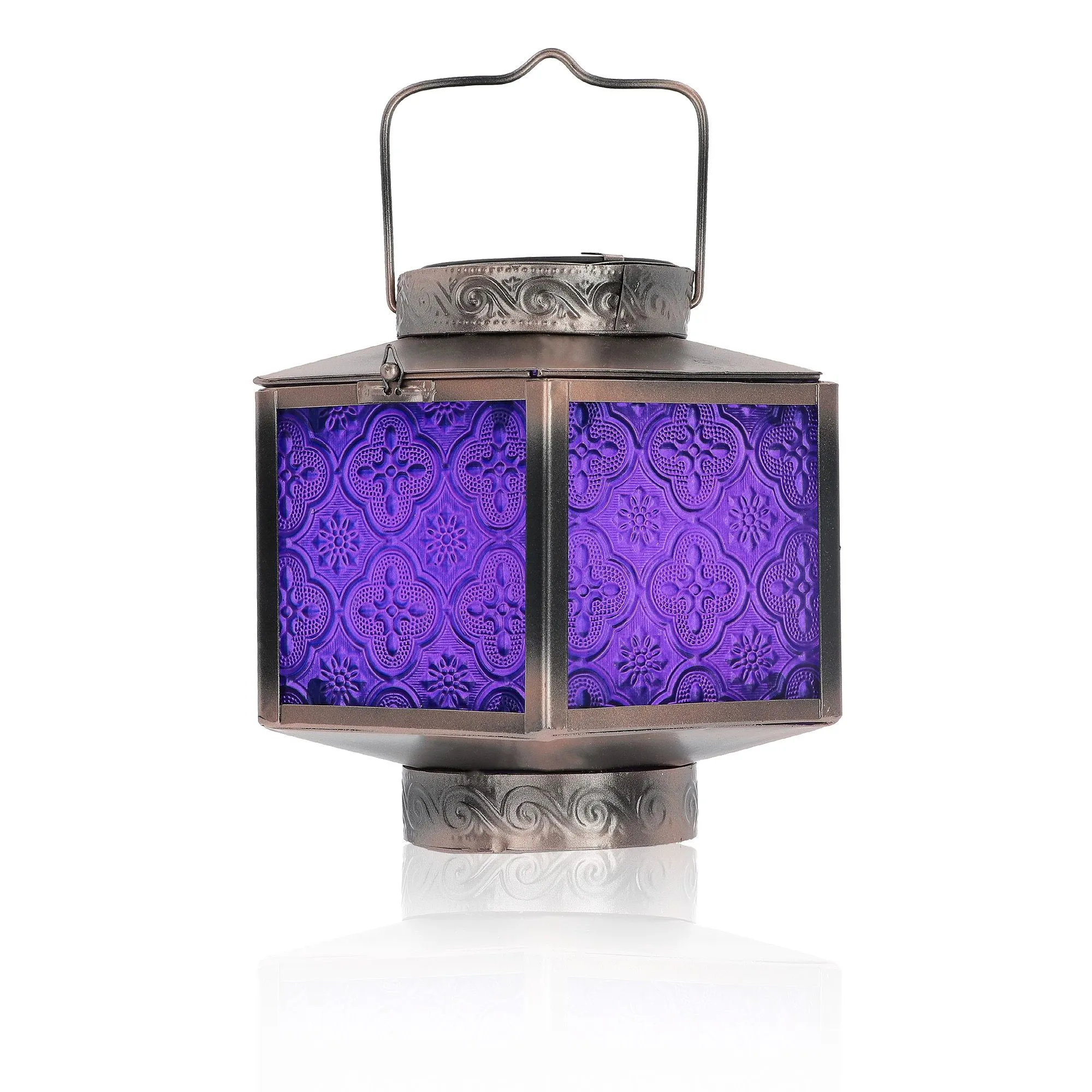 Purple Glass Lampada solare in stile marocchino