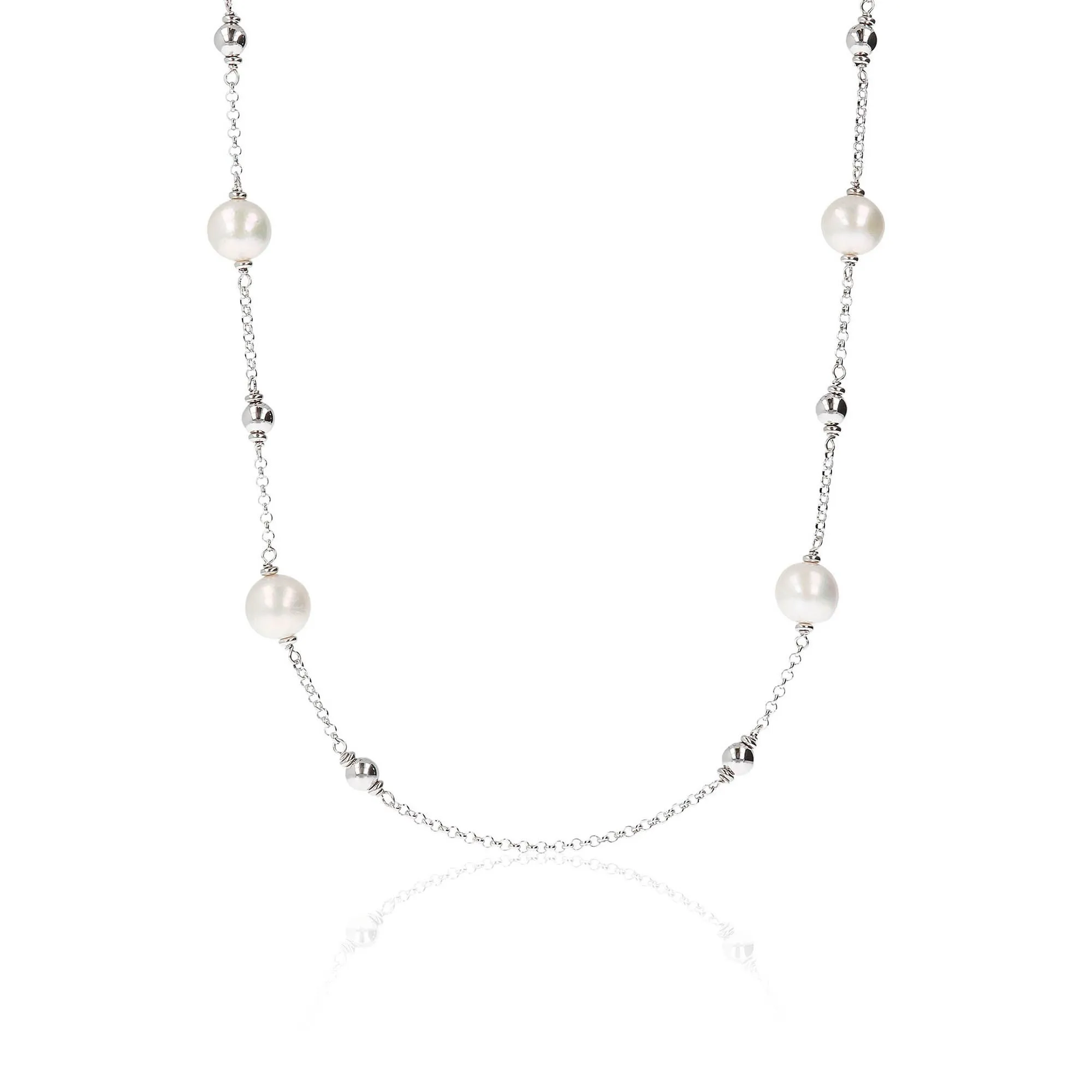 Collana lunga in argento 925 placcato con perle Ming