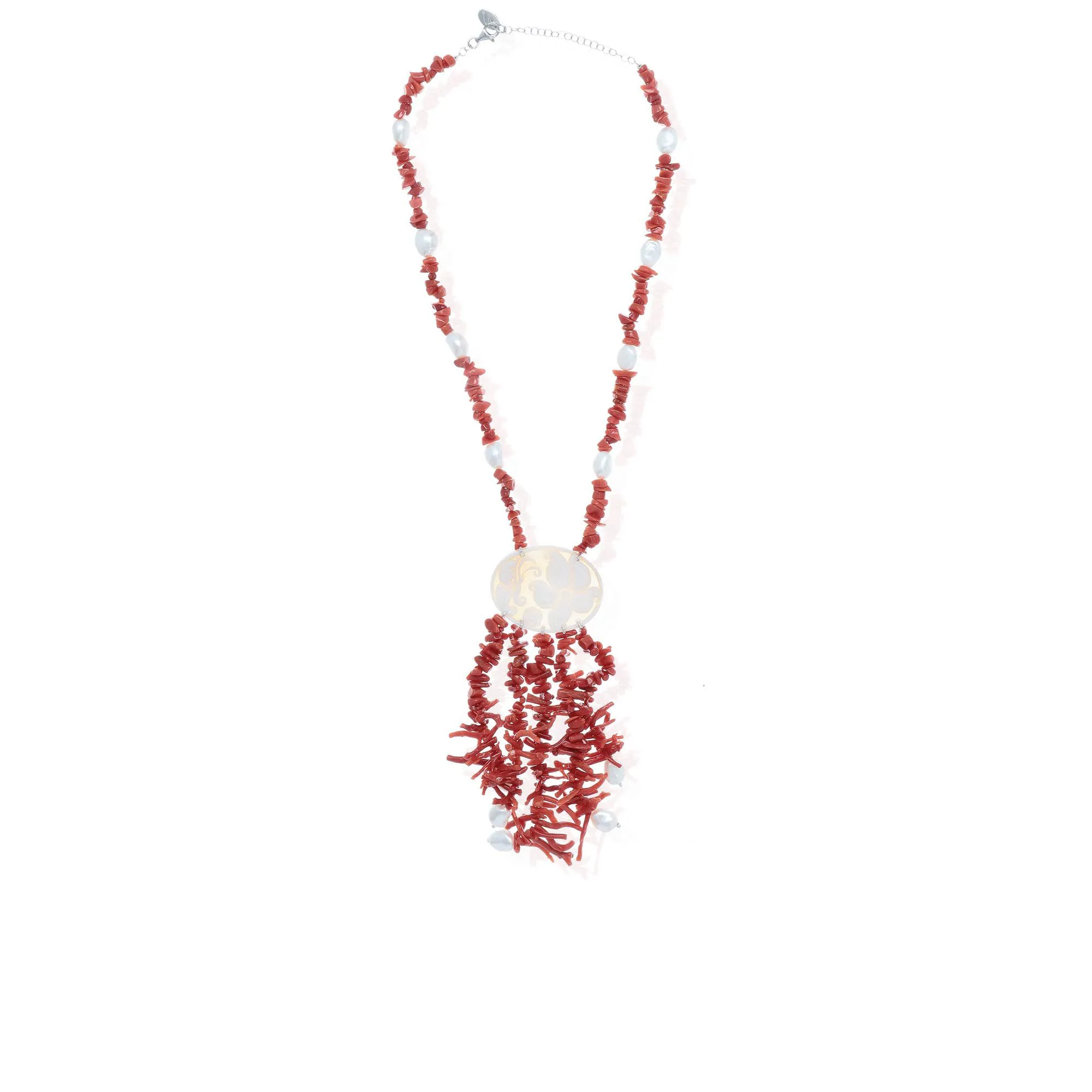 Collana con corallo rosso e cammeo