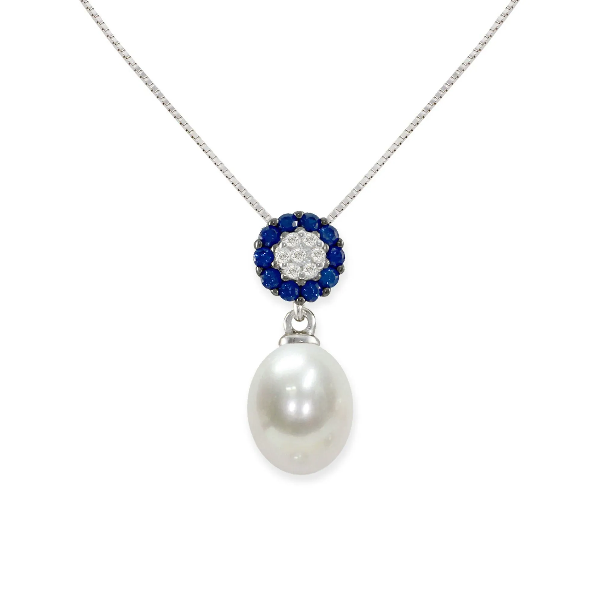 Collana in argento 925 con perle e zirconie