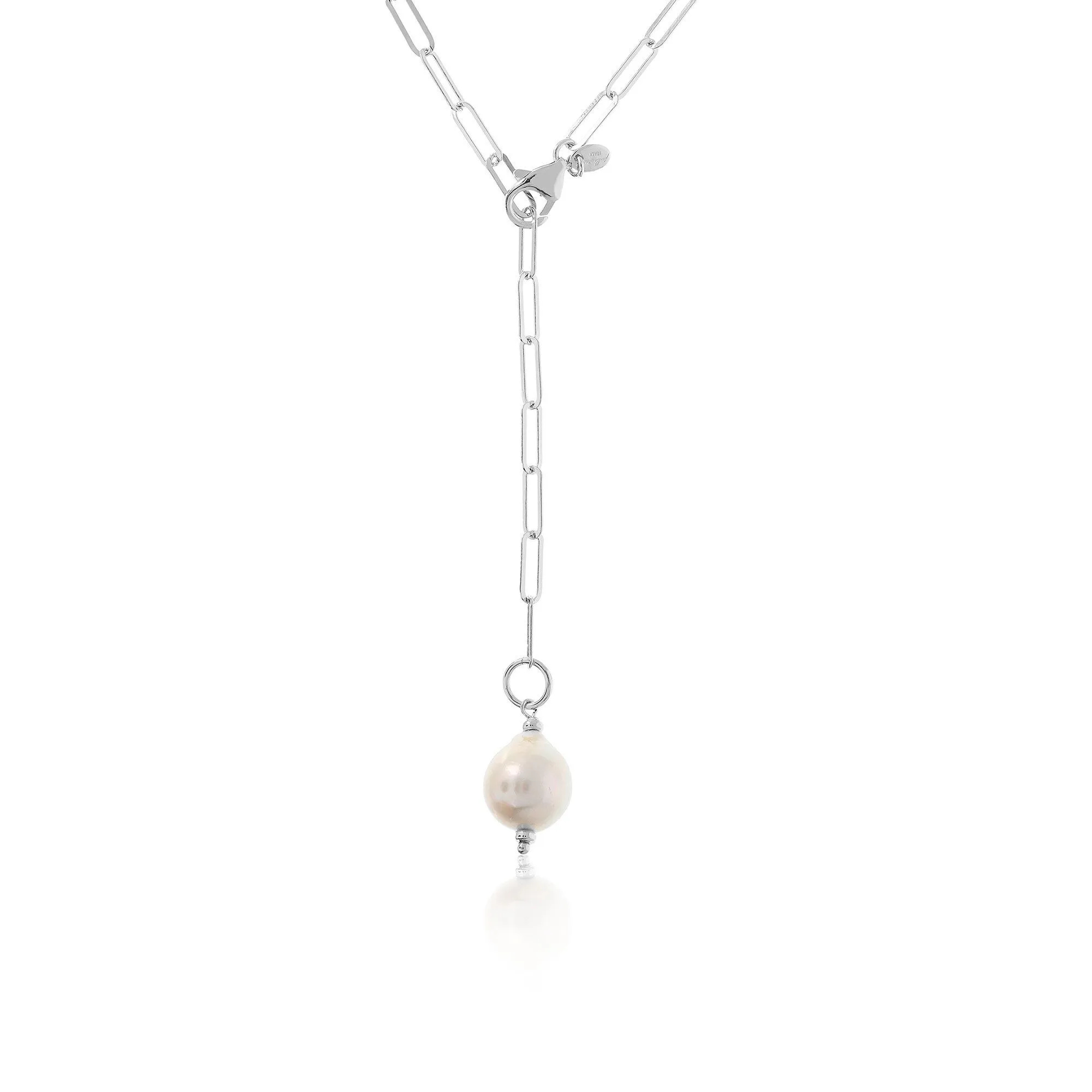 Collana design a Y in argento 925 con perla Ming