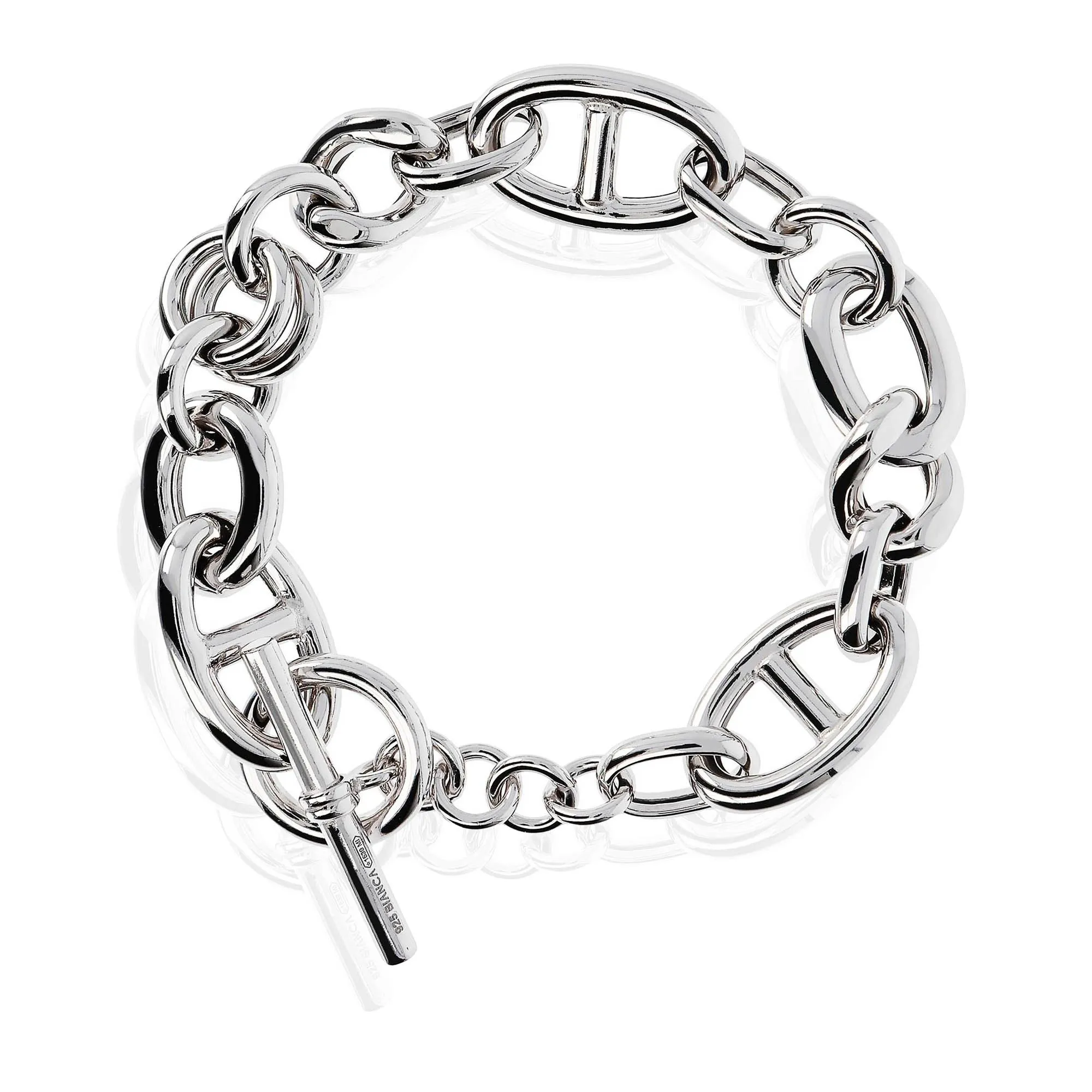 Bracciale in argento 925 con chiusura a T-bar