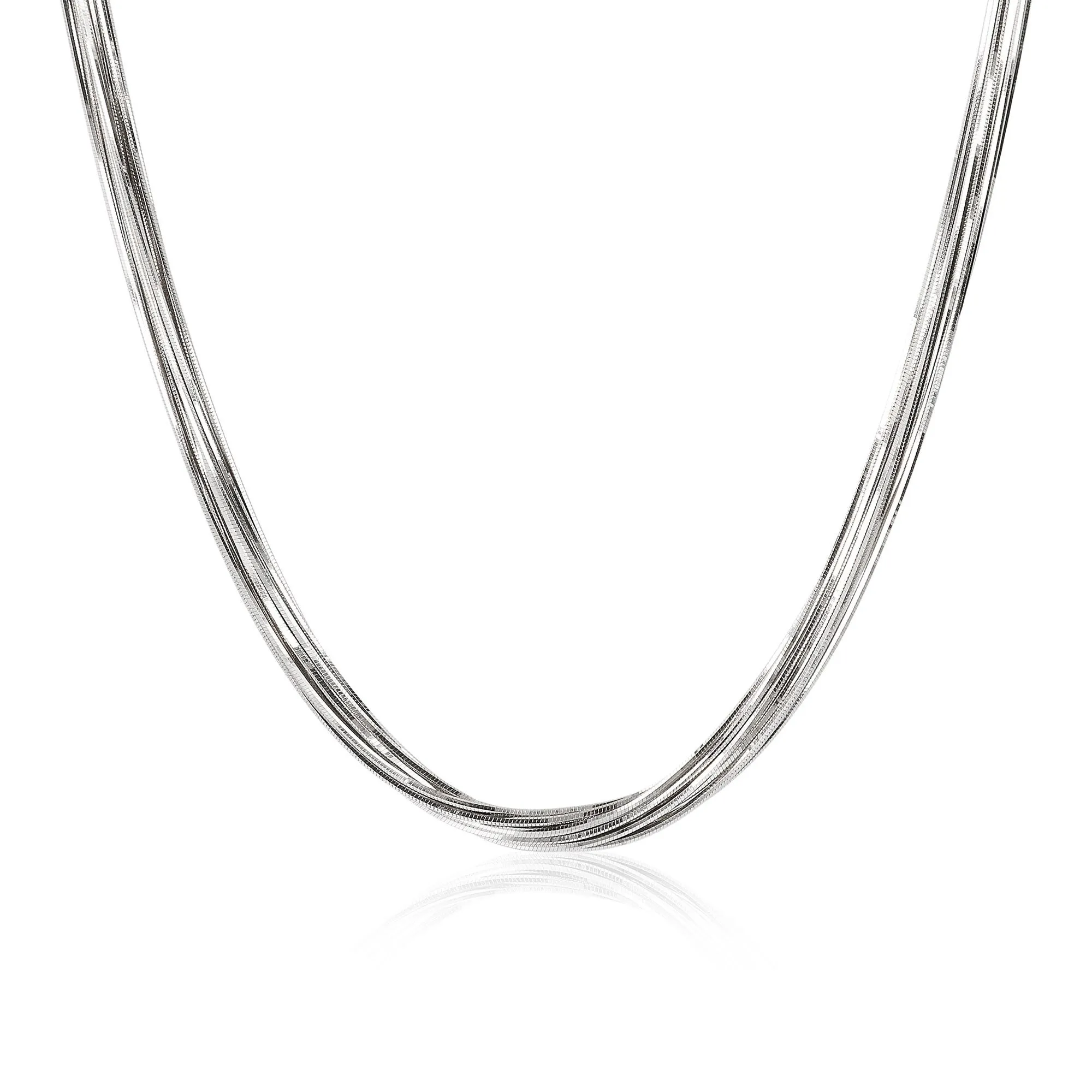 Collana multifilo in argento 925 placcato platino