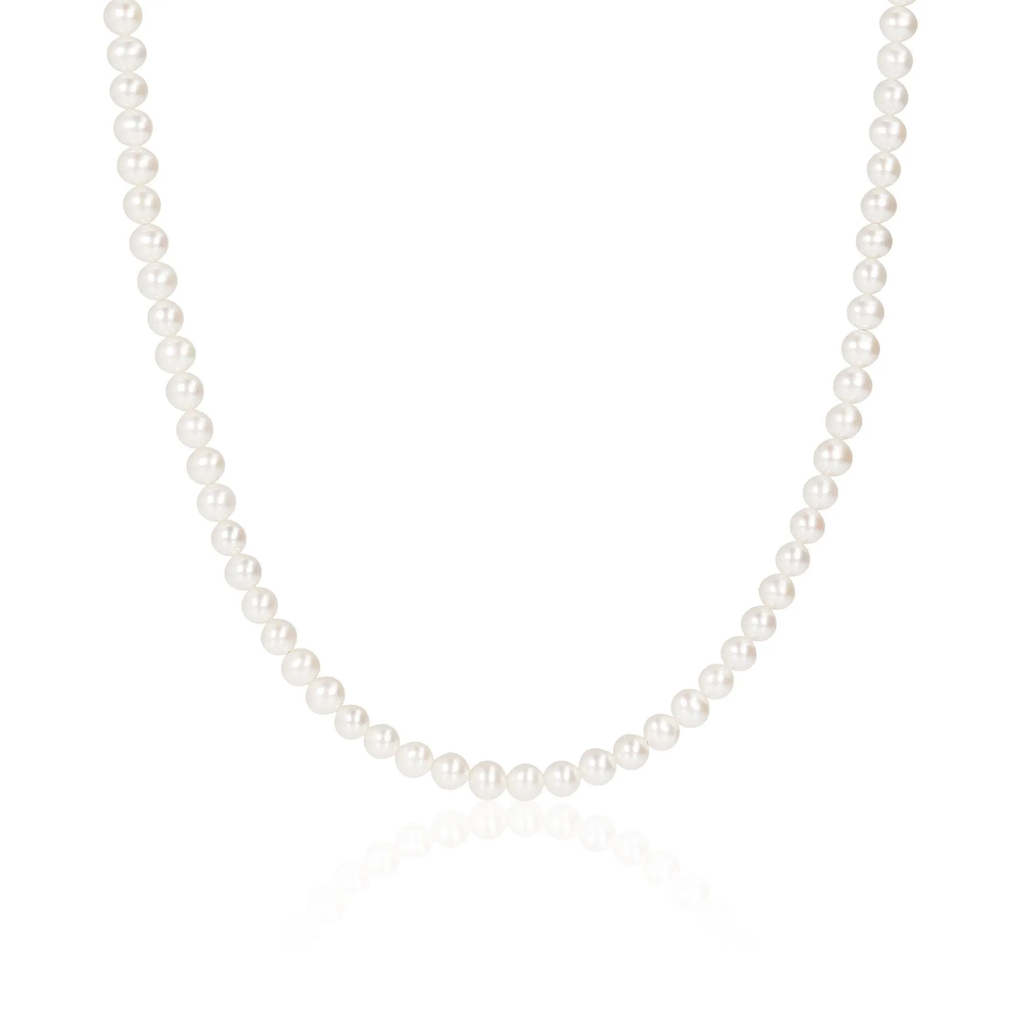 Collana lunga placcata oro bianco con perle