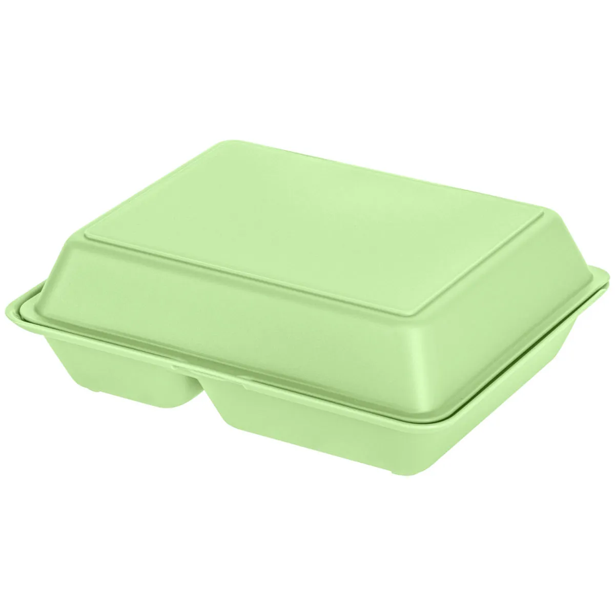Lunch Box Yari grande con 2 scomparti ; 1200ml, 20.3x25.2x8.4 cm (LxLxH); verde; rettangolare; 25 pz. / confezione
