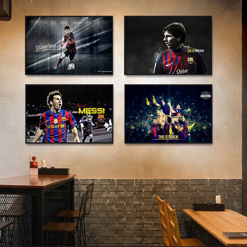 Superstar del calcio di Barcellona Messi quadri appesi soggiorno camera da letto comodino decorazione pittura tema bar sala da pranzo bar murale