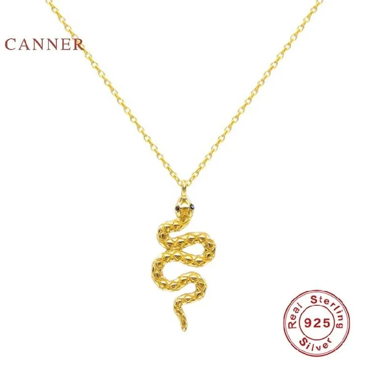 CANNER Vera collana in argento sterling 925 per le donne New Snake Winding Jewelry Charme catena pendente 18K Collare Joyero