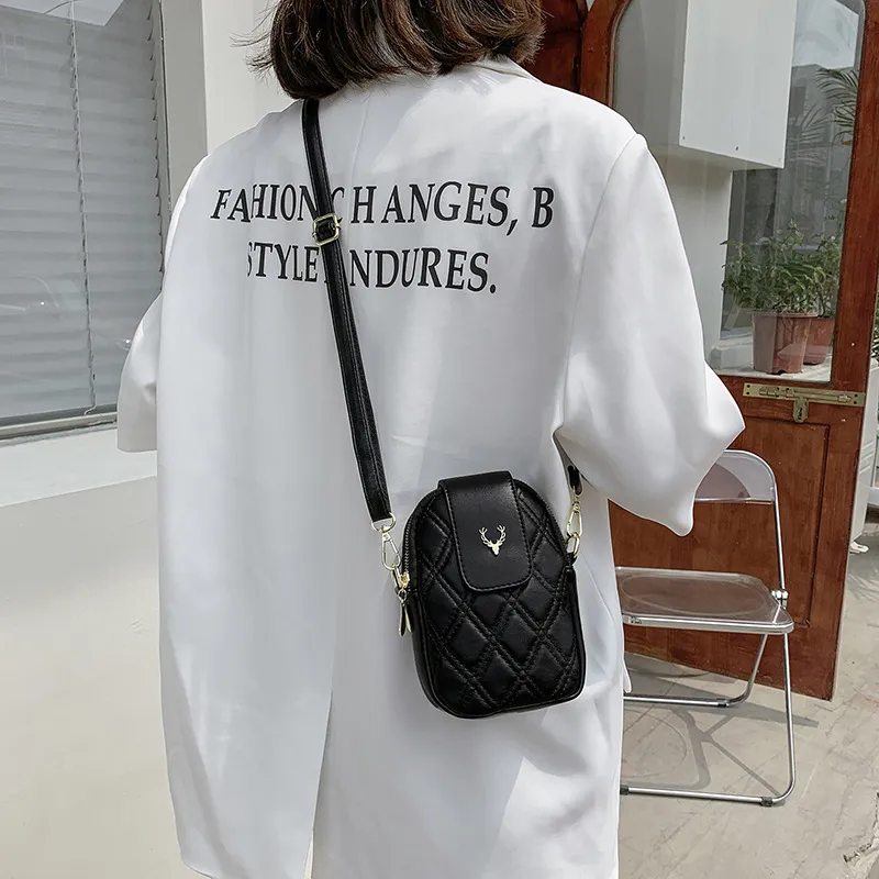 Borsa a tracolla singola borsa a tracolla singola borsa da donna in pelle semplice borsa per cellulare Lingge di nuova moda